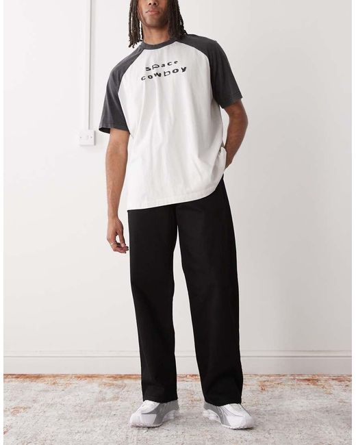 Vaqueros Negros Sueltos De Talle Bajo Con Lavado Ácido Sphere De Weekday de hombre de color White