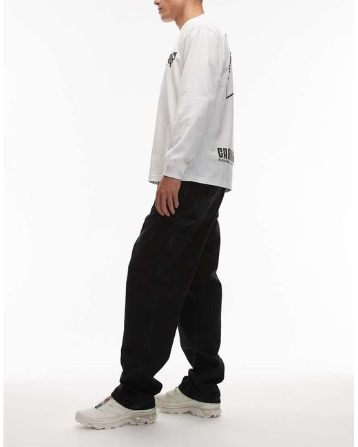 Vaqueros Negros De Pernera Recta Con Lavado A La Piedra Single Knee De Carhartt de hombre de color White