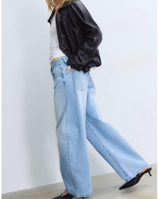 Stradivarius Blue D80 Barrel Fit Jeans
