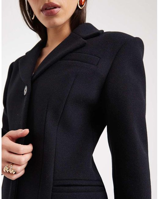 ASOS Blue Longline Formal Coat With Nipped Waist