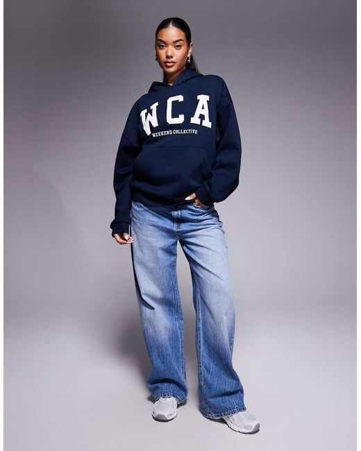 ASOS Blue Weekend Collective Hoodie Co-ord With Varsity Logo