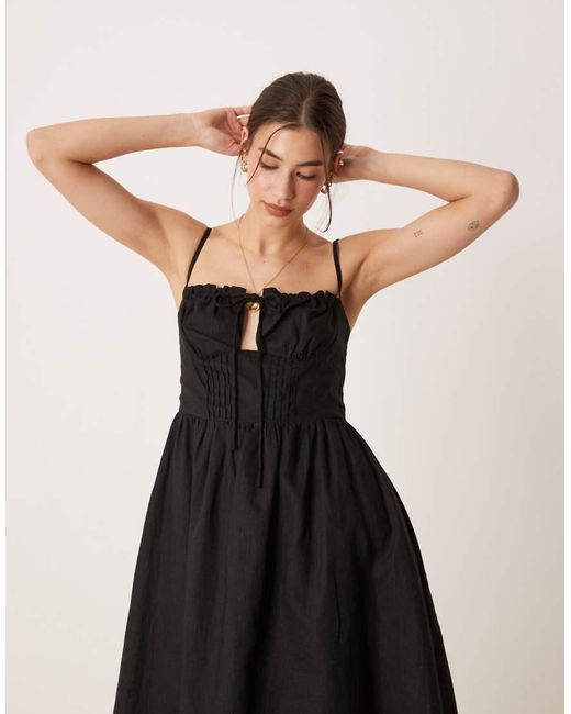 Glamorous Natural Tie Front Midi Dress