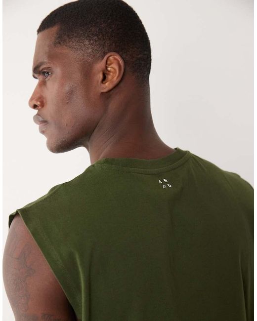 4505 Green Icon Cotton Oversized Pump Training Tank With Quick Dry Finish for men