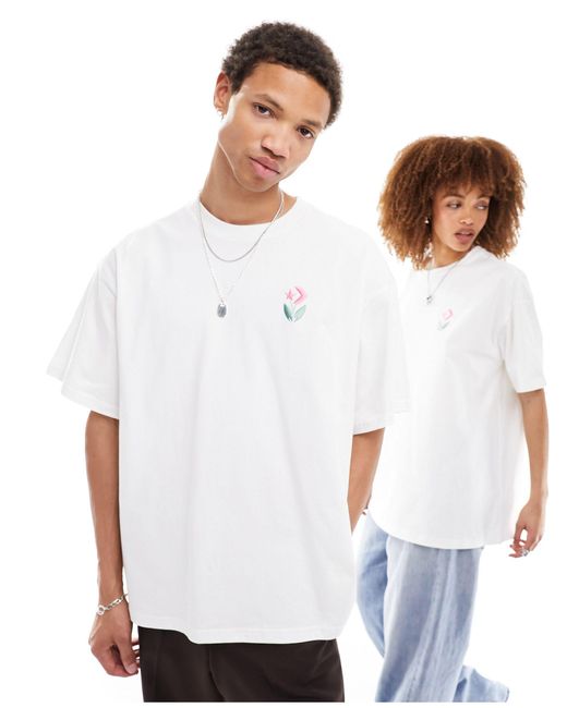 Camiseta blanca con detalle Converse de color White