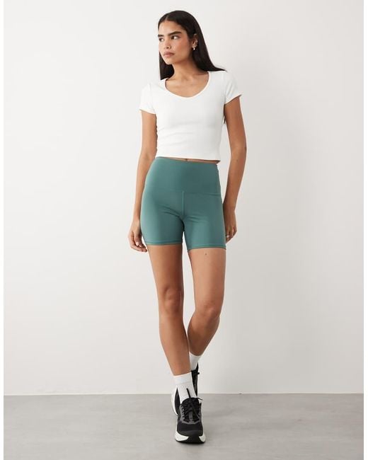 4505 Green Icon Active High Waist 5 Inch legging Short With Zip Phone Pocket
