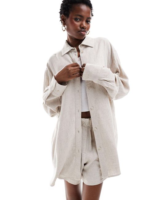 Weekday White Perfect Co-ord Linen Mix Shirt