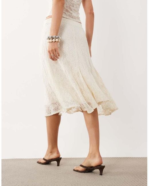 Mango Natural Marta Lace Midi Skirt Co-ord