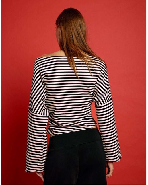 Stradivarius Red Asymmetric Cropped Sweatshirt