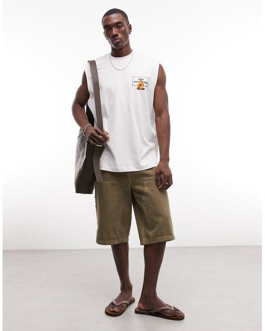 ASOS White Oversized Tank With Pool Graphic for men
