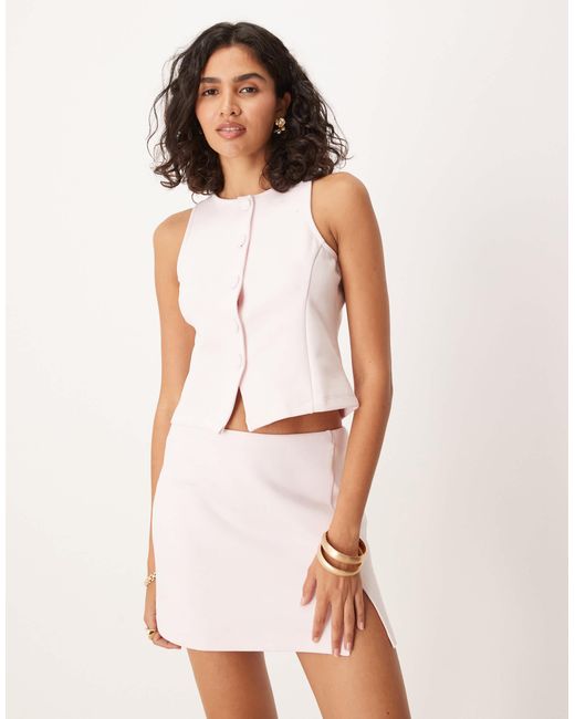 ASOS White Co-ord Button Down Halterneck Waistcoat