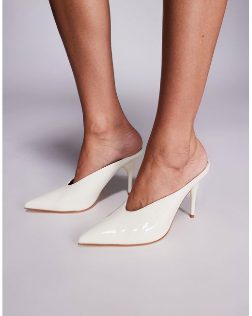 Public Desire White Pointed Court Shoes