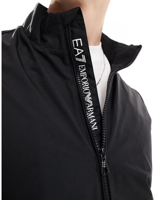 EA7 Black Armani Logo Sleeve Harrington Jacket for men