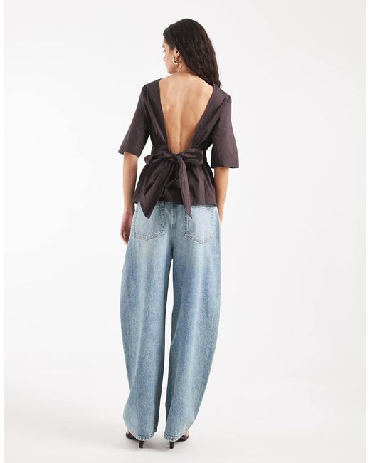 Vero Moda Black Poplin Low Bow Back Top