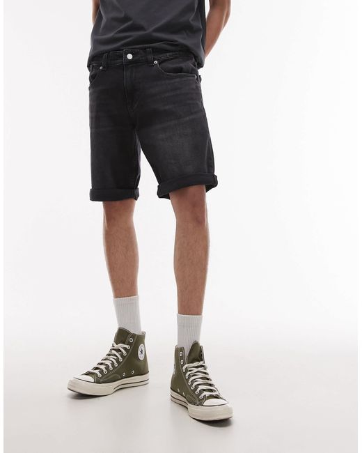 Ronnie - short en jean slim à ourlet retroussé Tommy Hilfiger pour homme en coloris Black