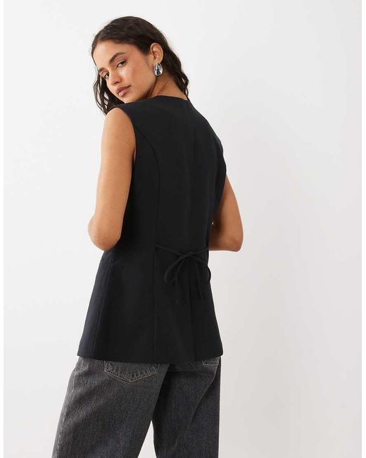 Abercrombie & Fitch Black Longline V-neck Waistcoat Co-ord