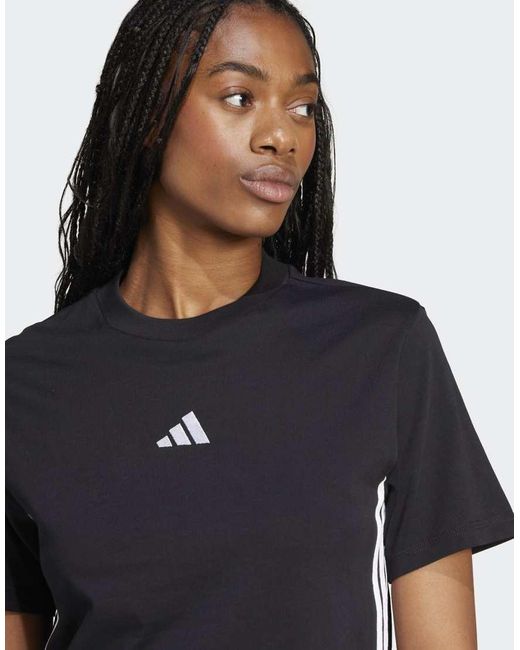 Adidas Originals Black Essentials 3-Stripes Cotton Tee