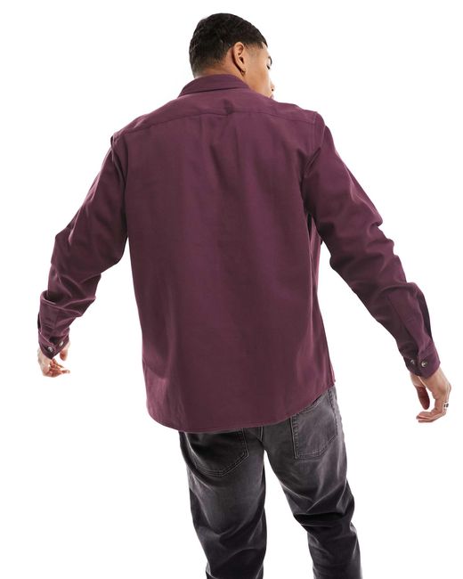 ASOS – baumwoll-hemdjacke in Red für Herren