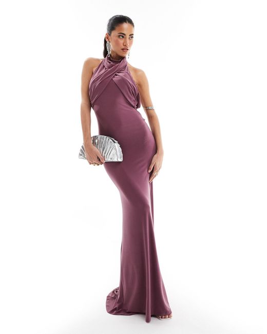 ASOS Purple Sleeveless Wrap Front Maxi Dress