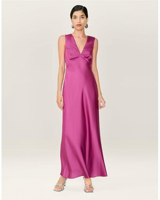 OMNES Pink Dresses Nova Satin Midi Dress With Open Back