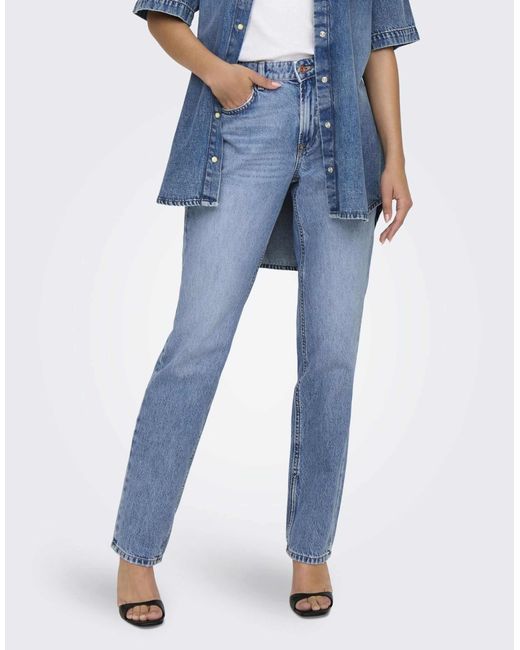 Jean ample - moyen clair ONLY en coloris Blue