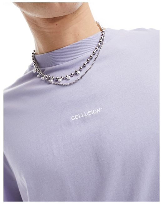 Collusion Purple Central Logo T-shirt for men