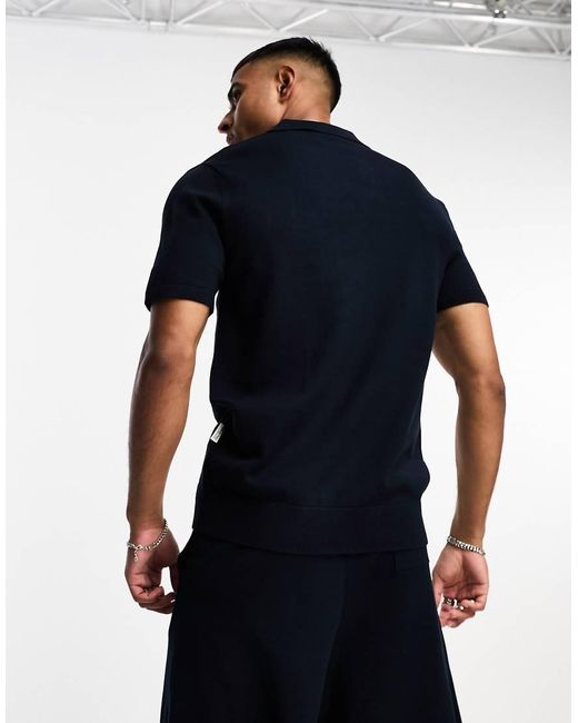 SELECTED Black Homme Knitted Polo Co-ord for men