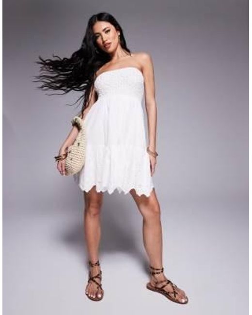 Robe bandeau courte et froncée River Island en coloris Gray