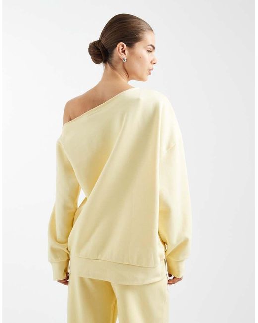ASOS Natural Off Shoulder Brushback Sweatshirt