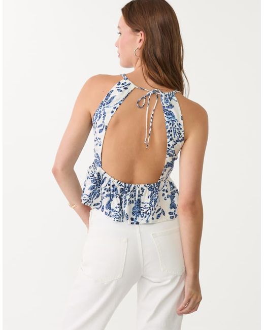 Stradivarius Top Met Open Achterkant En Print in het Blue