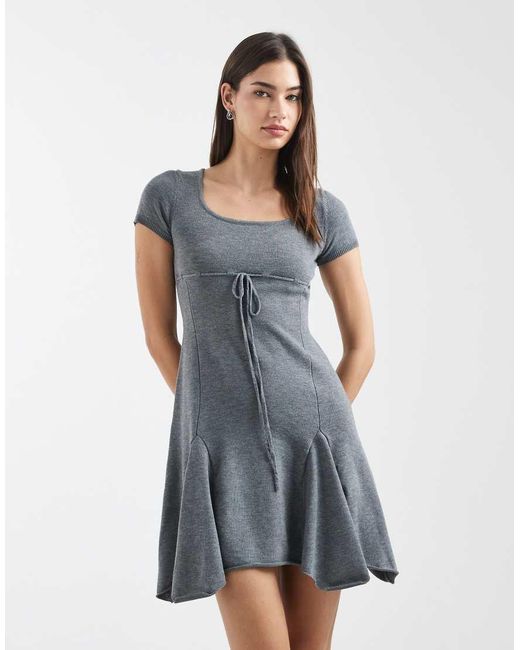 Daisy Street Blue Knit Asymmetric Mini Dress
