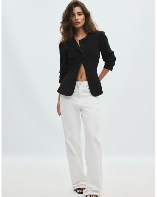 Stradivarius White Peplum Blazer
