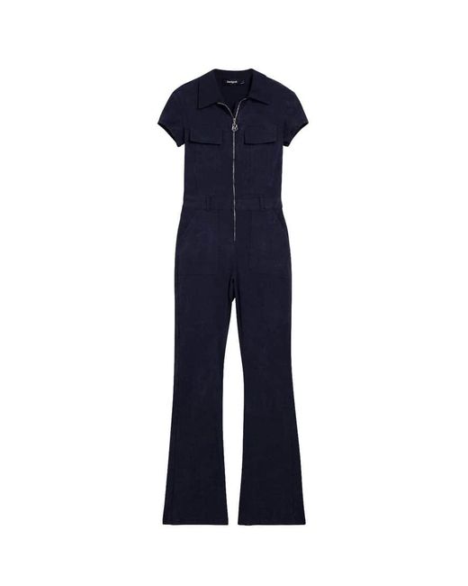 Desigual Blue Long Jumpsuit Zipper