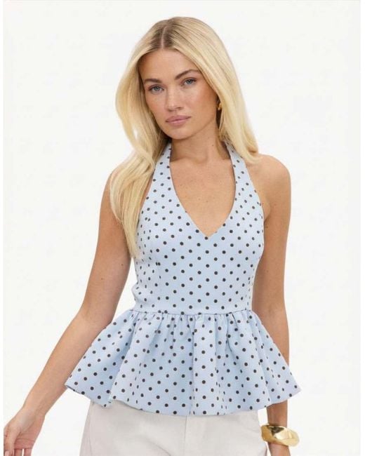 Loavies Blue Devotion's Journey Halter Top With Polka Dots