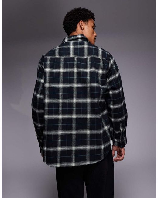 HUGO Gray Ebolt Oversized Fit Check Shirt for men