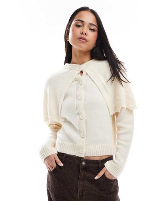 Miss Selfridge White Mock Cape Button Up Cardigan