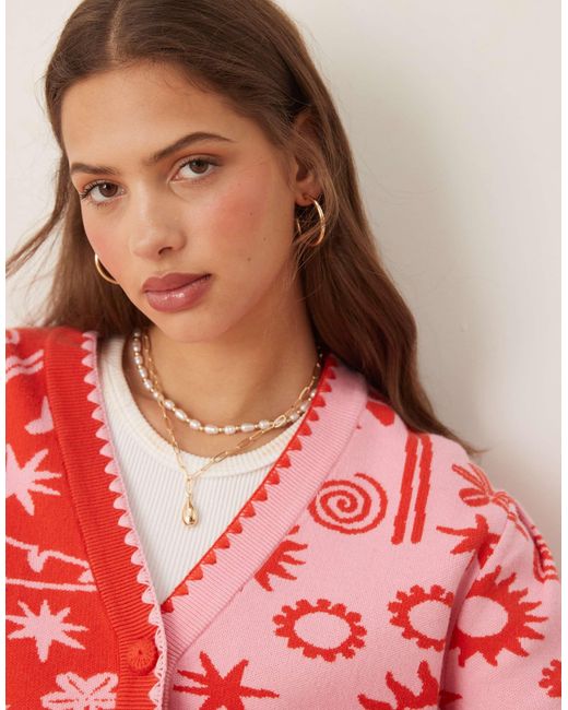Never Fully Dressed Red Colour Block Cardigan