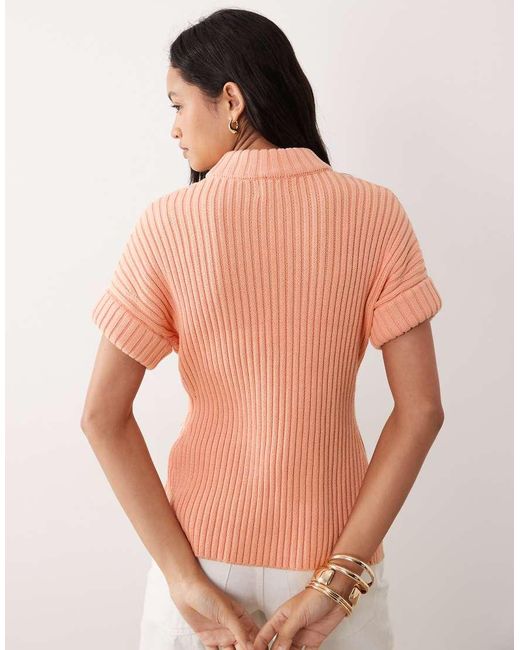 ASOS Orange Stuffed Neck Short Sleeved Knitted Split Side Tank