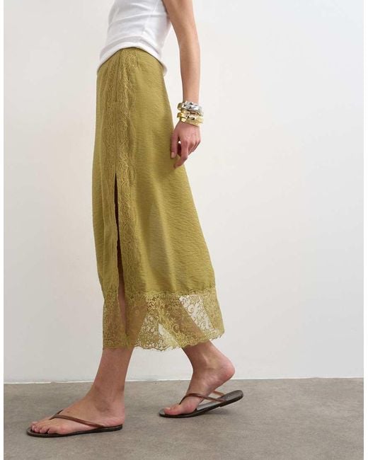 TOPSHOP White Lace Trim Maxi Skirt