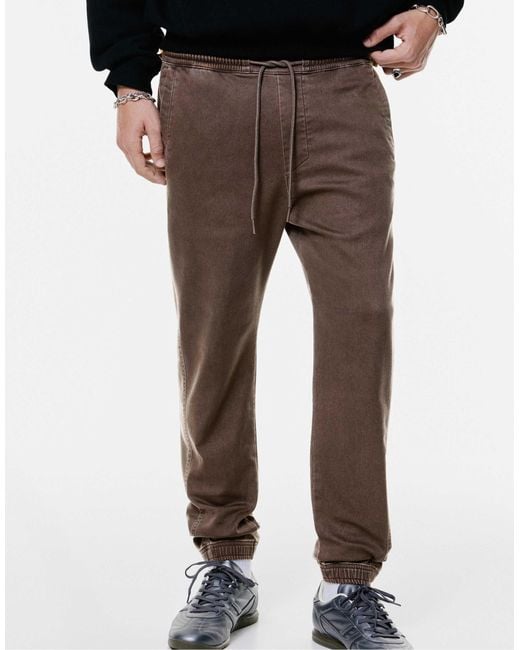 Pull&Bear – bequeme jogginghose in Brown für Herren