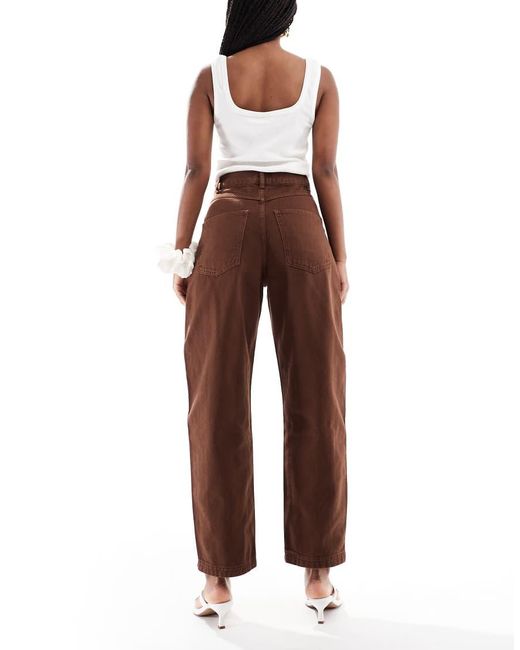 Vaqueros Capri Marrones De Pernera Barrel Con Bragueta Con Botones De ASOS de color Red