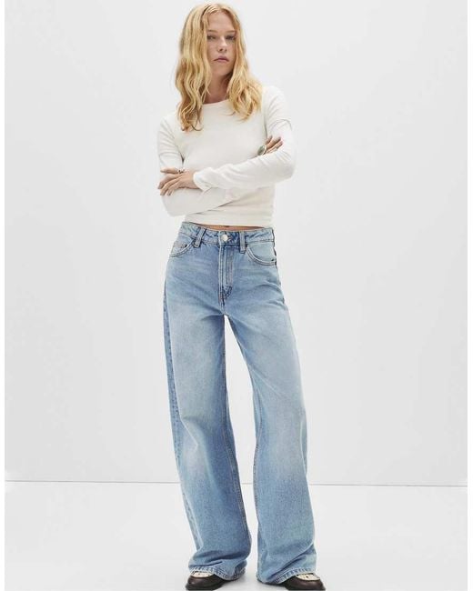 Pull&Bear Blue Wide-Leg Jeans