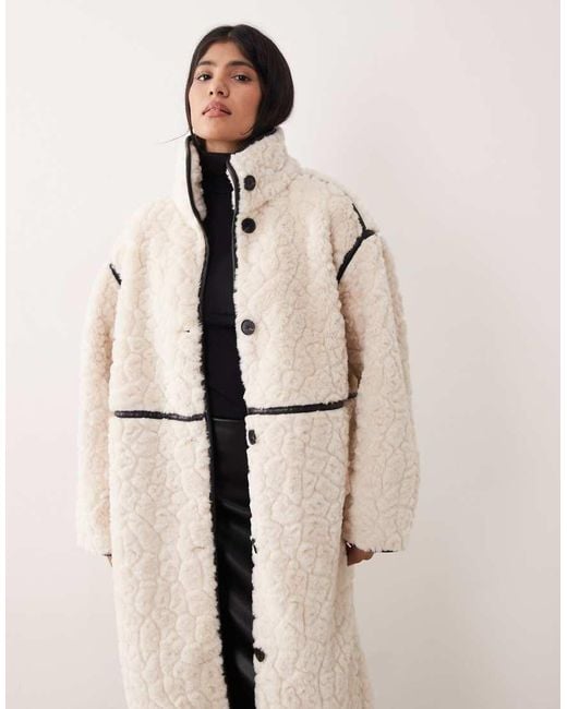 Gina Tricot Natural Faux Fur Bonded Midi Coat