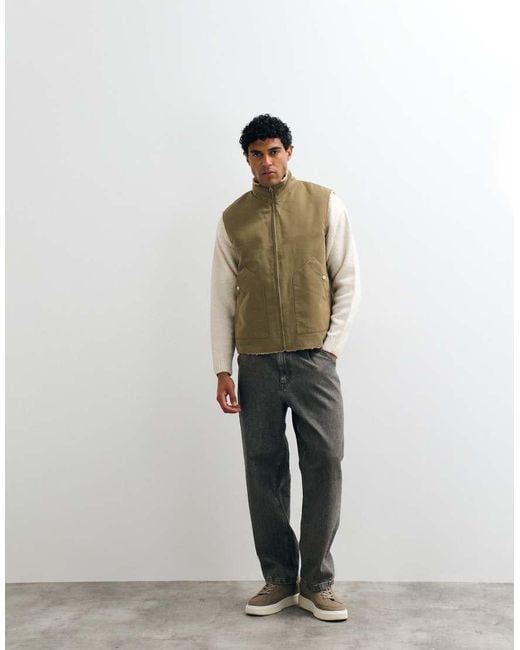 ASOS Green Borg Lined Gilet for men