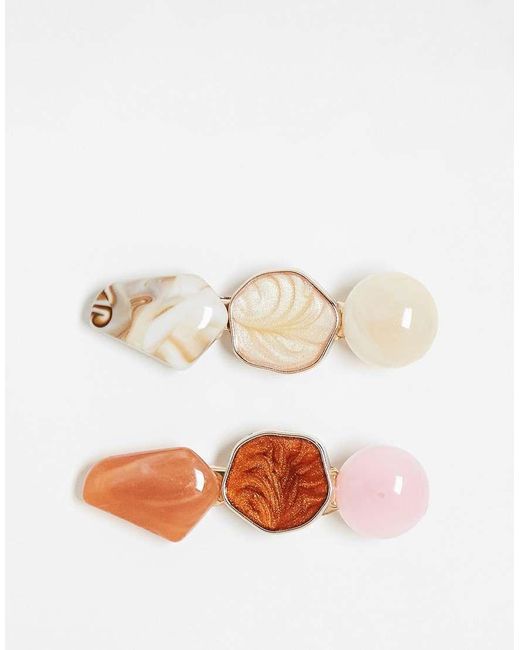 Accessorize Set Van 2 Haarclips Met Stenen in het White