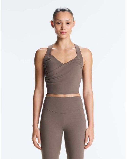 Oysho Gray Comfortlux Crossover Tank Top