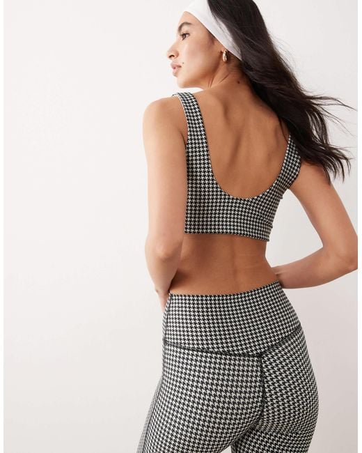 Abercrombie & Fitch Gray – ypb – sport-bh mit herzausschnitt und em hahnentrittmuster, kombiteil