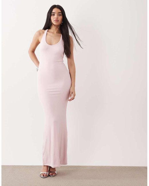 Oh Polly Pink Scoop Neck Jersey Maxi Dress