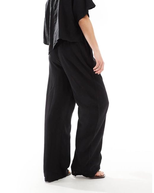 Vero Moda Black Mix & Match Linen Wide Leg Tie Waist Trousers