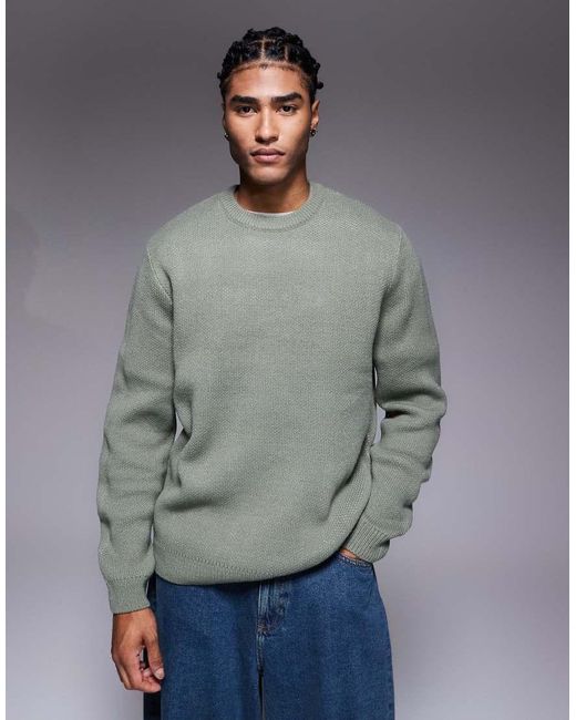 ASOS Gray Relaxed Knitted Crew Neck Jumper With 96 Graphic for men