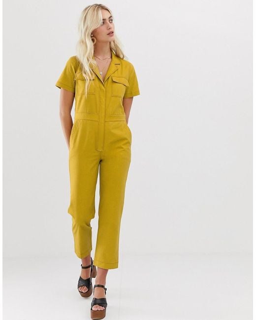 Moon River Yellow Boilersuit With Pocket Detailing